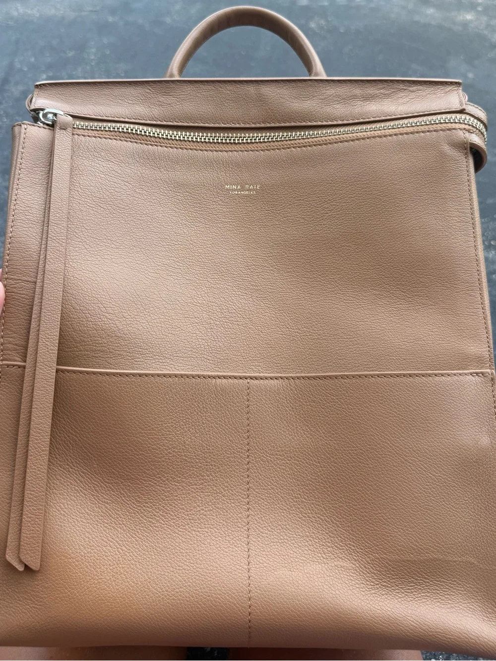 Mina Baie “Harper” Brown Leather Backpack Diaper bag